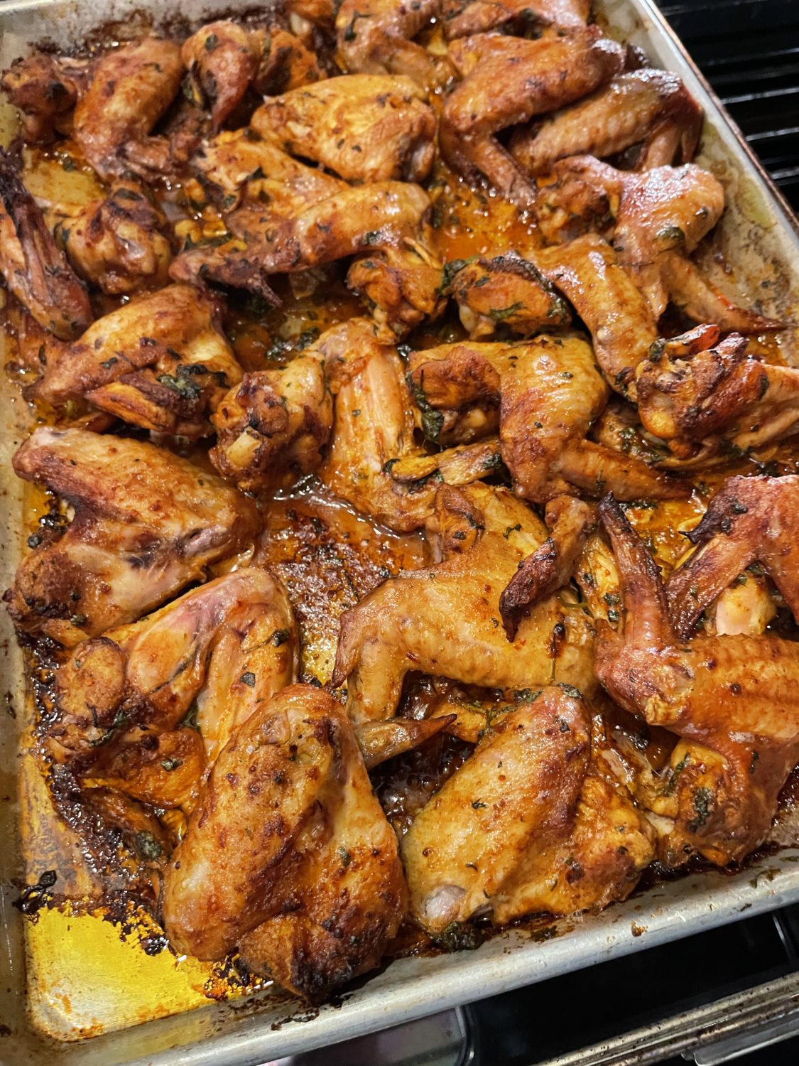 wings partially cooked in the oven