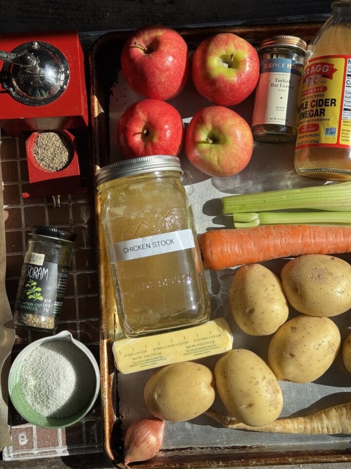 an above view image of the ingredients for roast pork loin