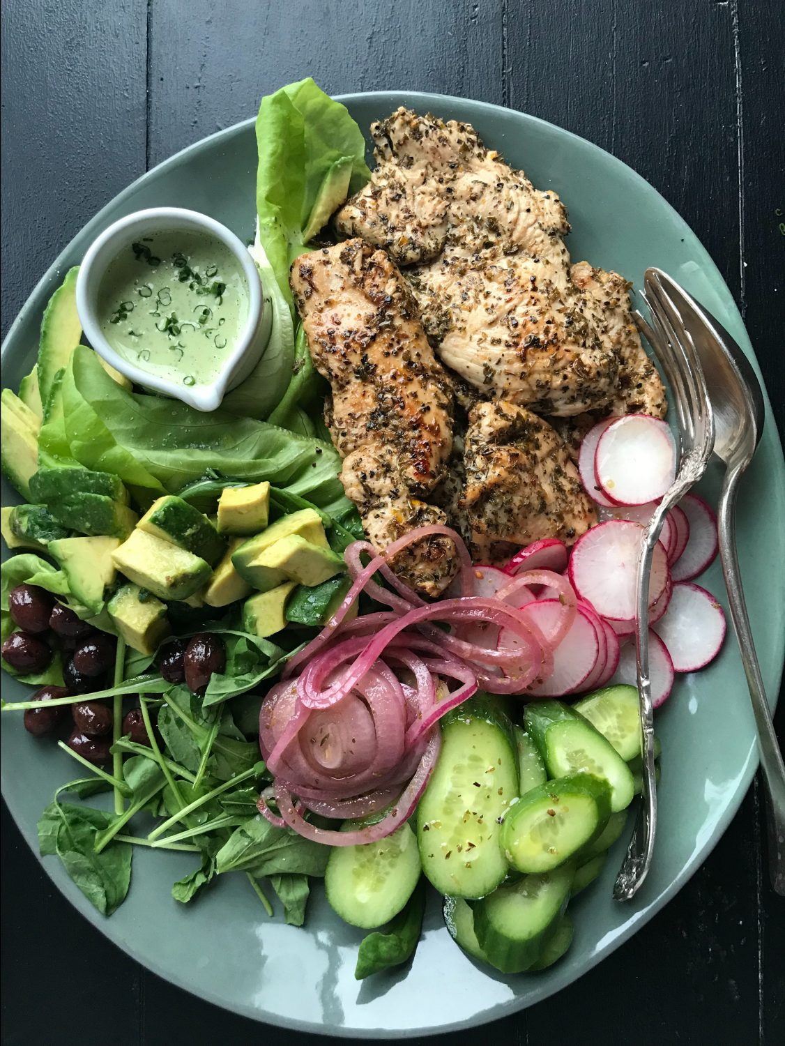 Crispy Passport Chicken Salad with Green Goddess Dressing MAGIC ELIXIRS (TM)