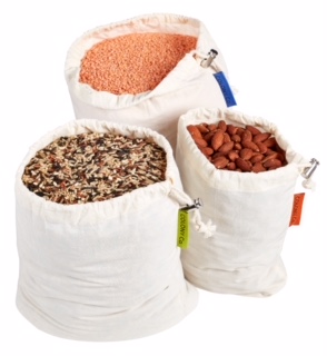 Reusable Bulk Bin Bags - For Bulk Food - Set of 6 - Multiple Sizes - Filled