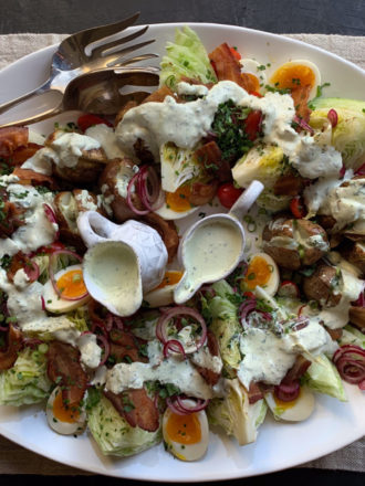 Baked Potatoes with Wedge Salad and Icelandic Provisions Skyr Ranch Dressing