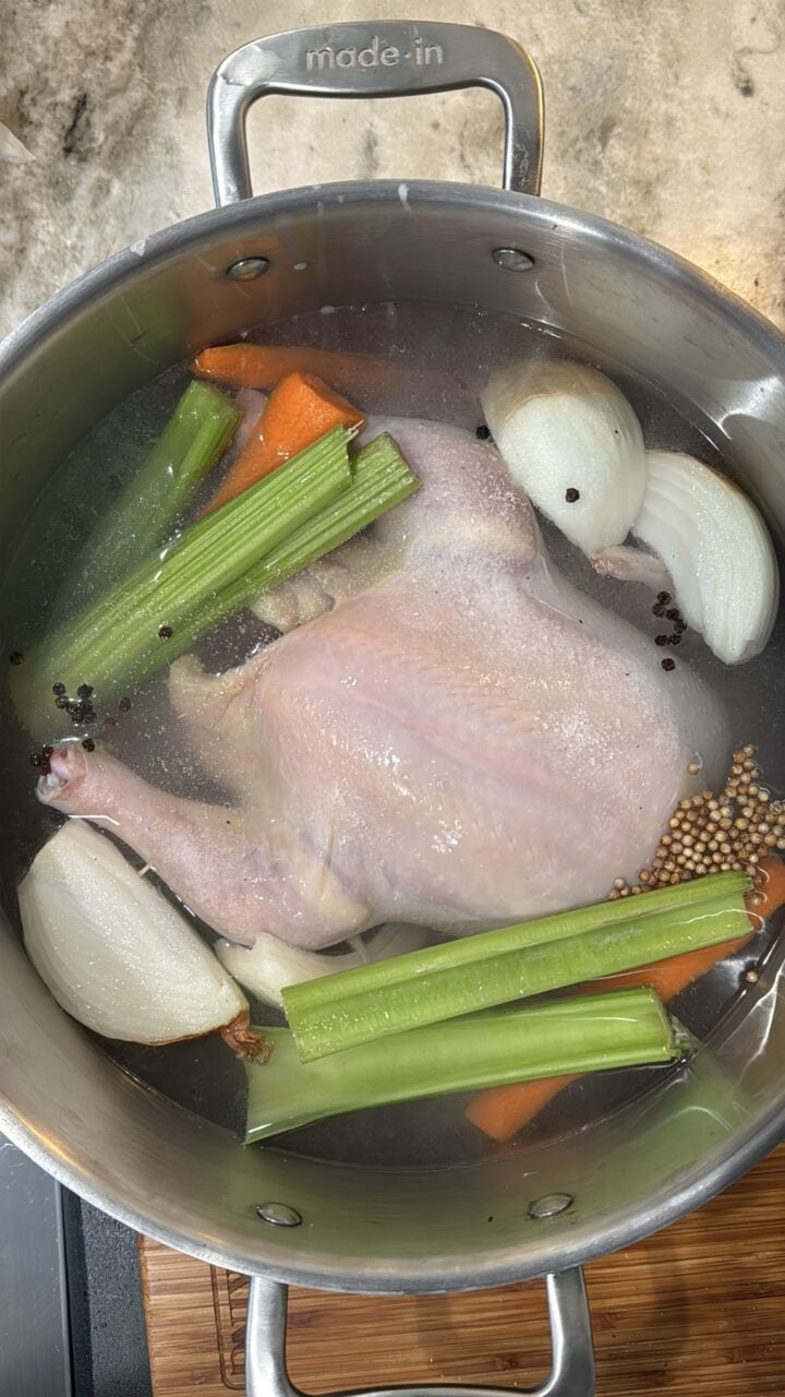 a photo of the broth cooking in a pot