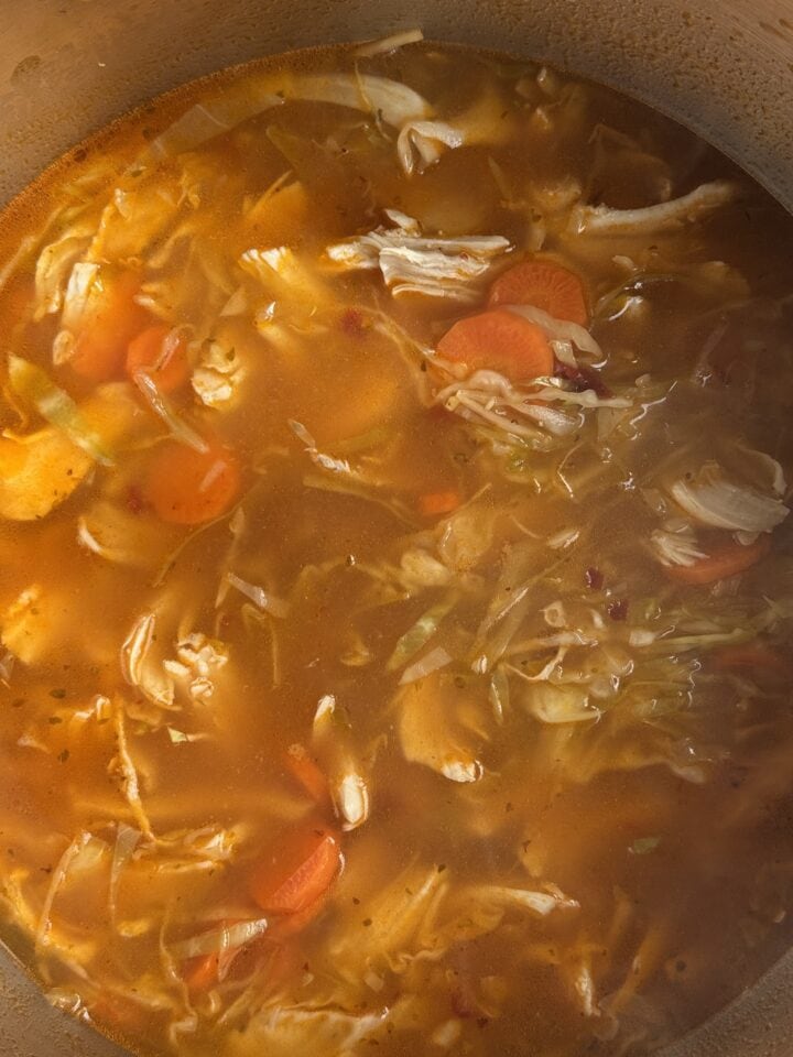a photo spicy chicken soup in a pot