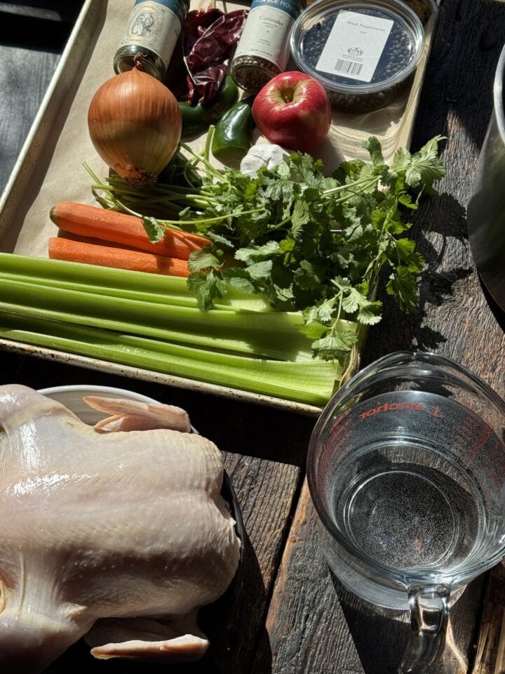a photo of the ingredients for spicy chicken soup