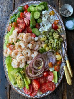 Greek Shrimp Salad on a large platter
