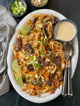 whole30 beef pad thai on a platter