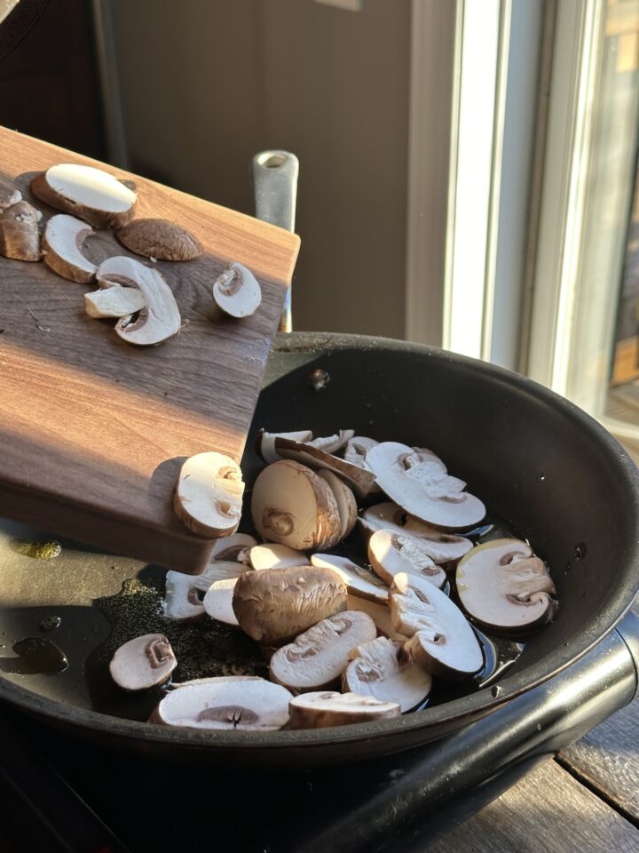 Add the mushrooms to a pan