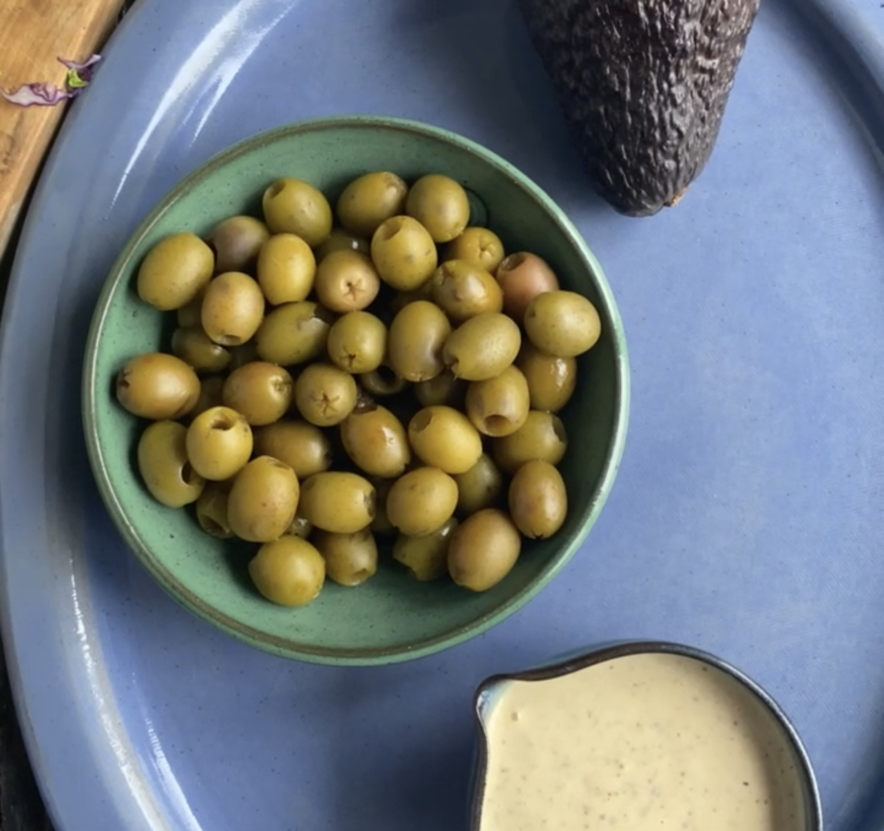 olives in a fred bowl