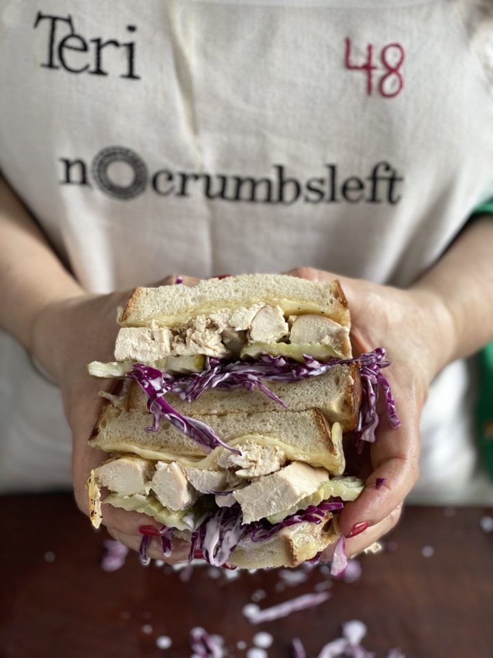 teri holding sandwich