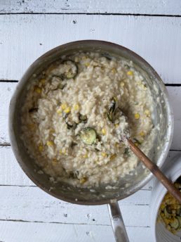summer risotto in a made in pan
