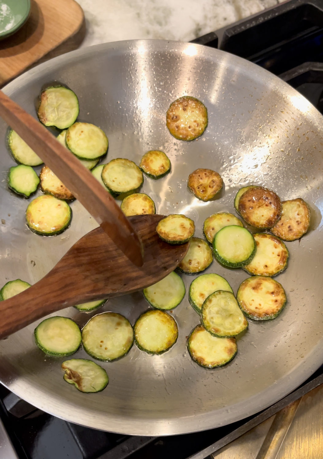 zucchini in a saute pan