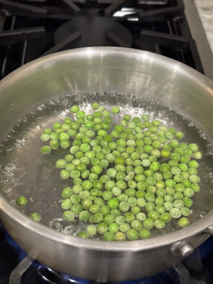 Blanching the peas