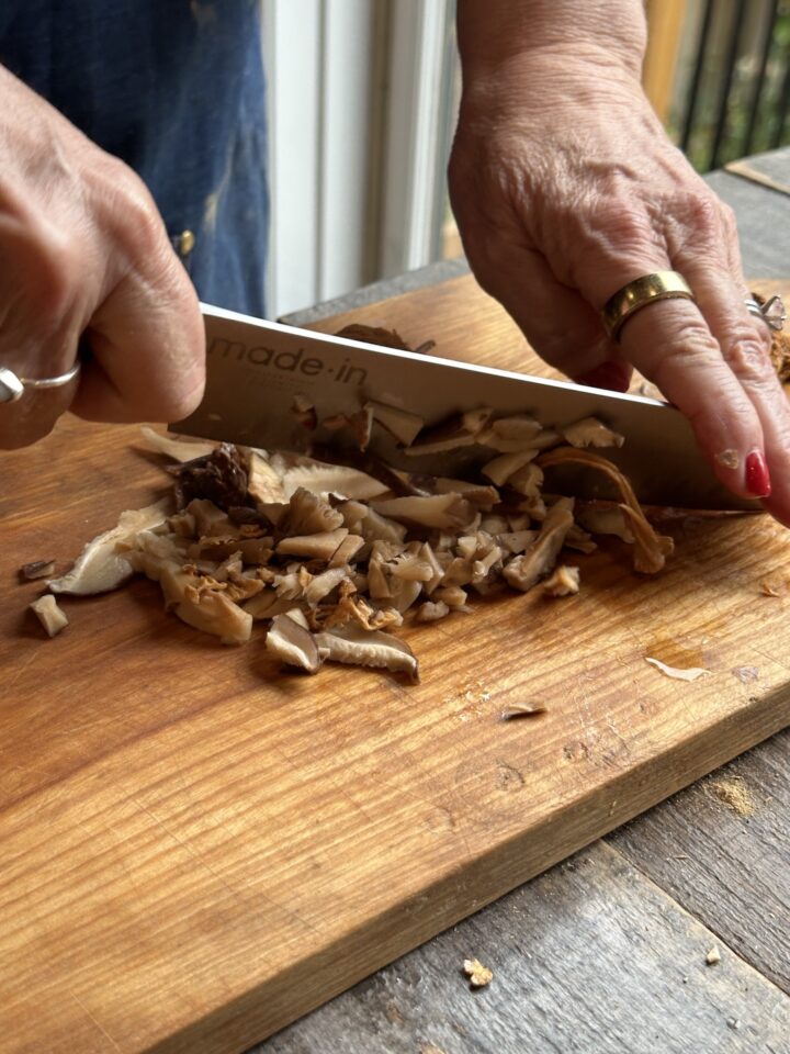 Chopping mushroom stock muchrooms