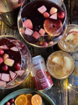 holiday batch cocktails with spindrift
