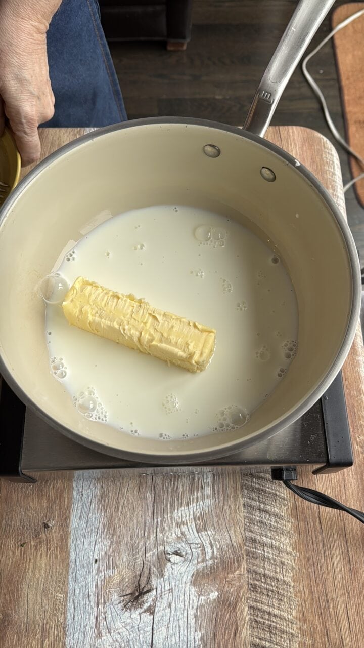 butter and milk in a pan