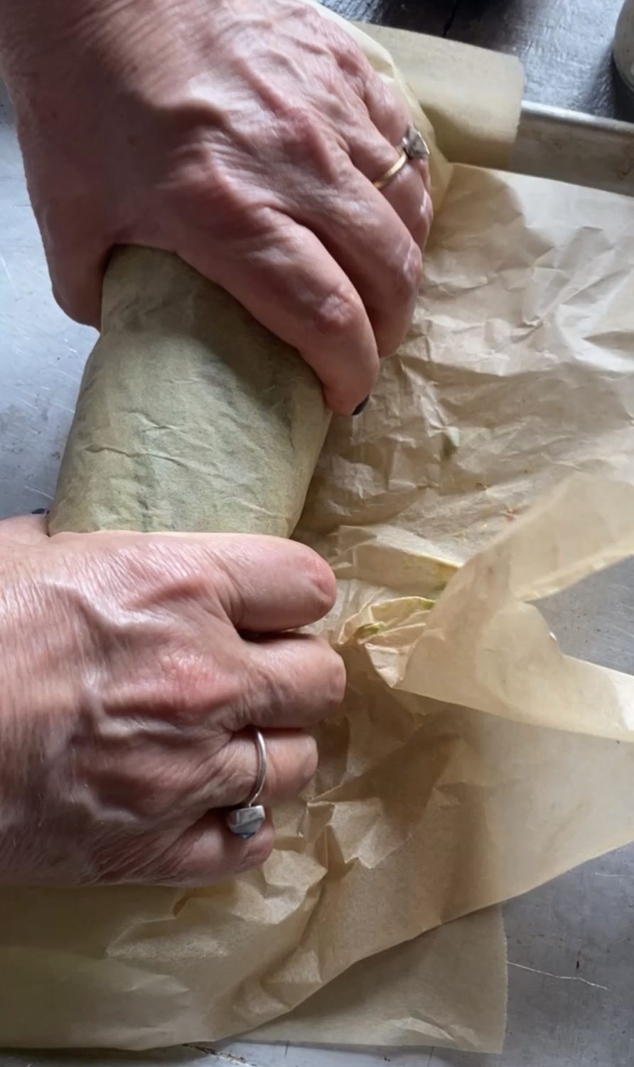 wrapping the sandwich in parchment