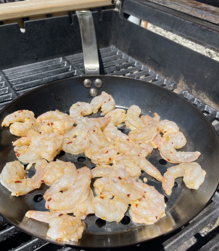 shrimp in made in grill frying pan