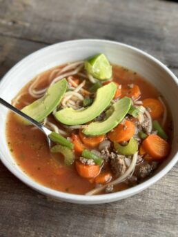 The Best Soup with Hamburger; Whole30 Beef & Noodle Soup