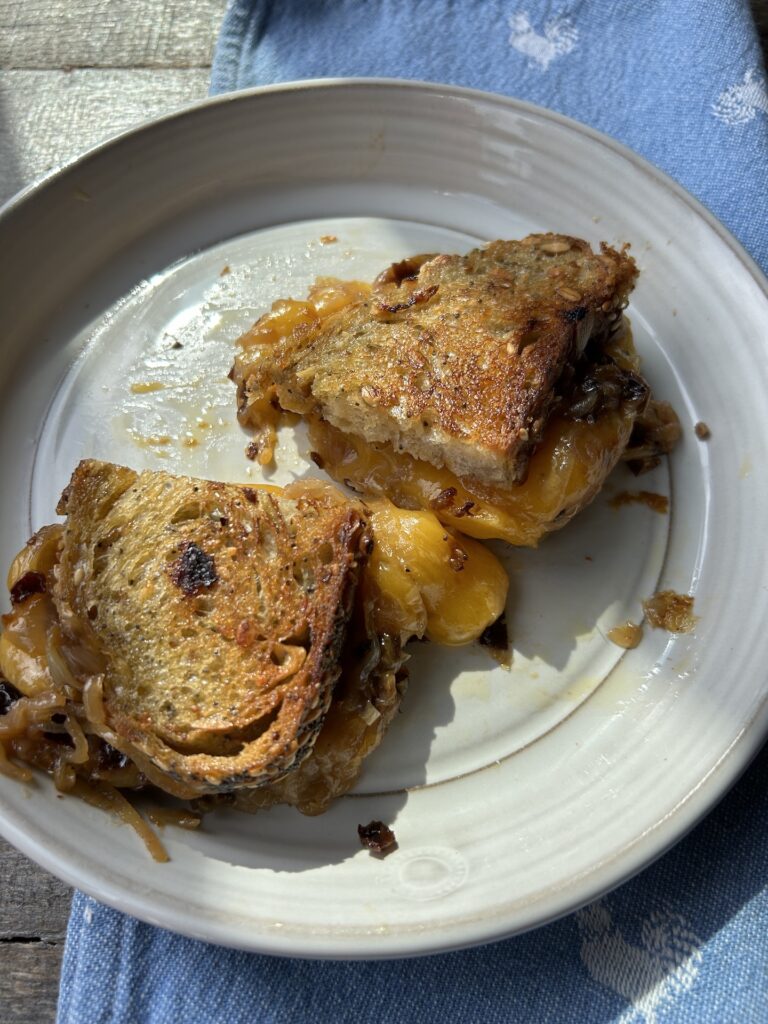 Crunchy Grilled Cheese with Sweet & Savory Caramelized Onions