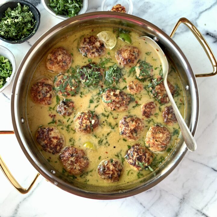 chicken green curry meatballs