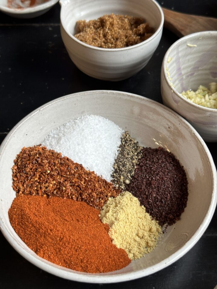 spices and sugars in bowls