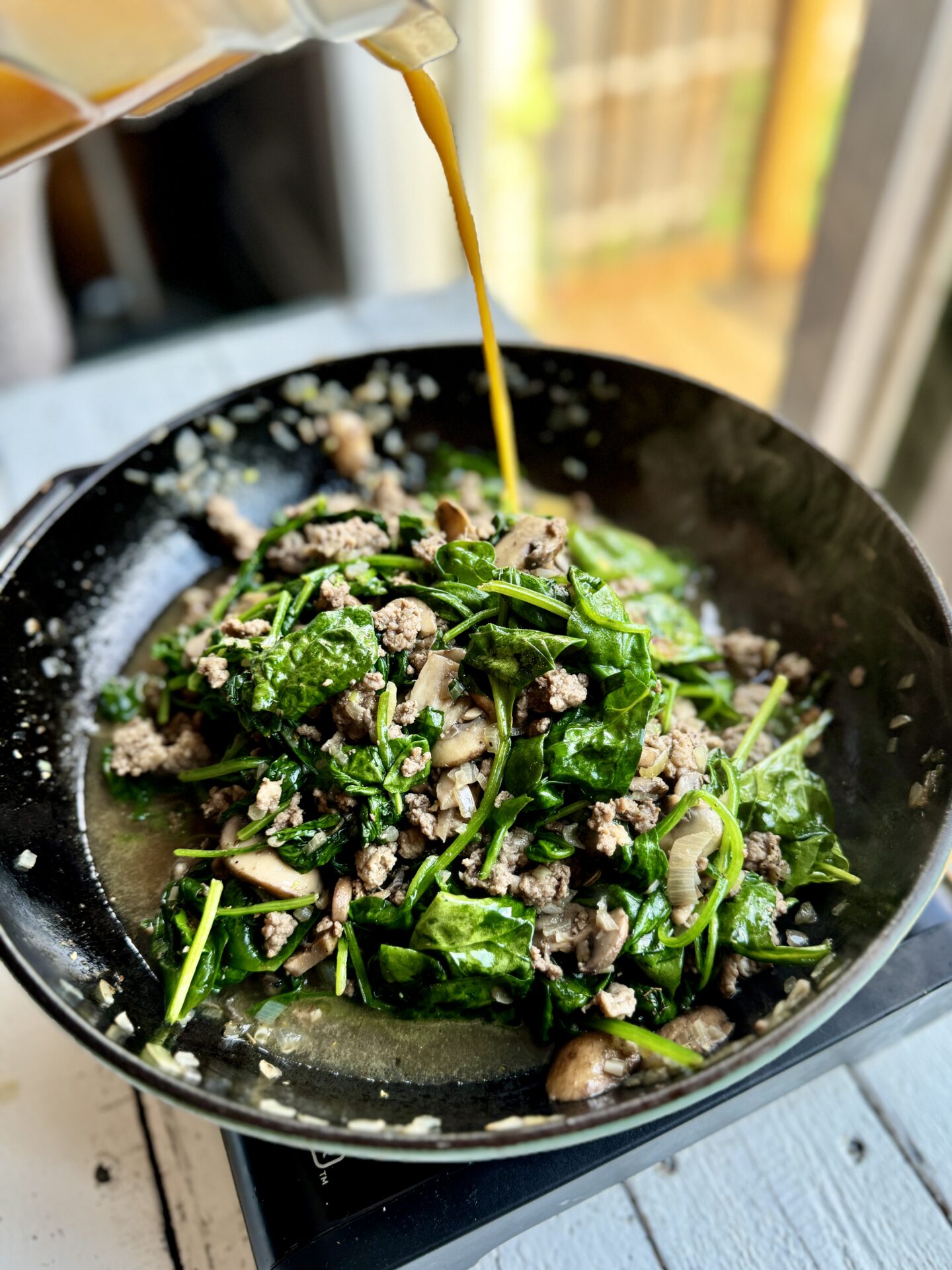 Teri's Whole30 Joe's Special with ground beef and spinach