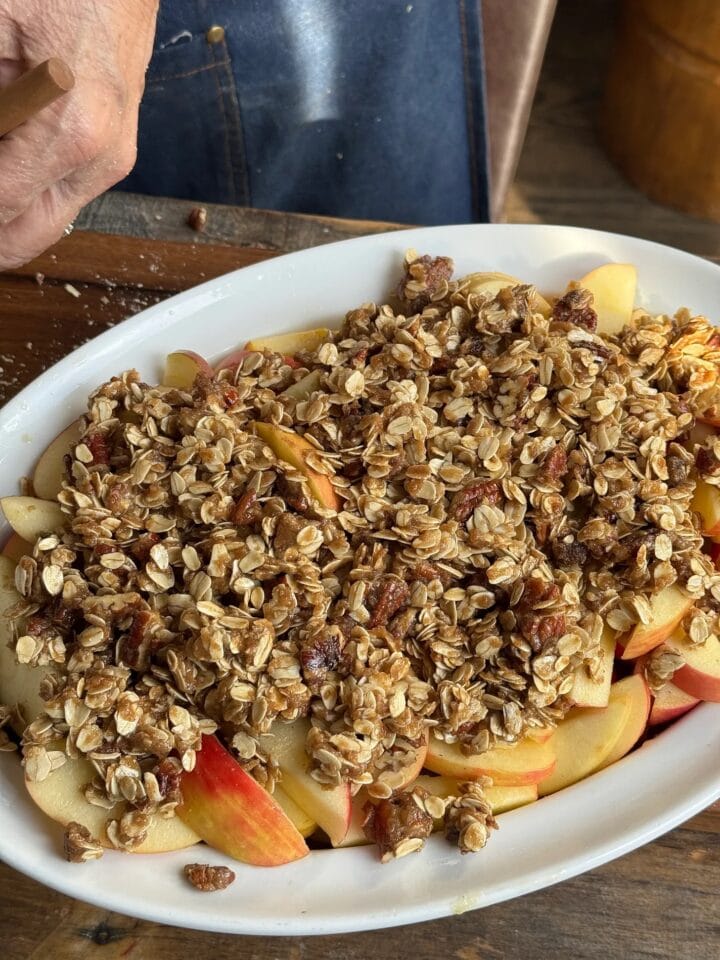 a photo of apple crumble before baking