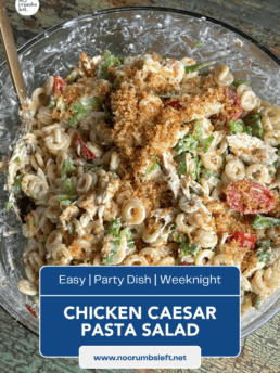image for pinning chicken caesar pasta salad on pinterest