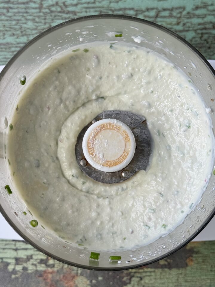 blended sauce in a food processor