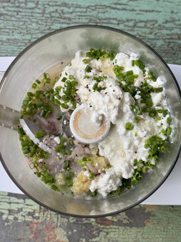 ingredients for dressing in a food processor