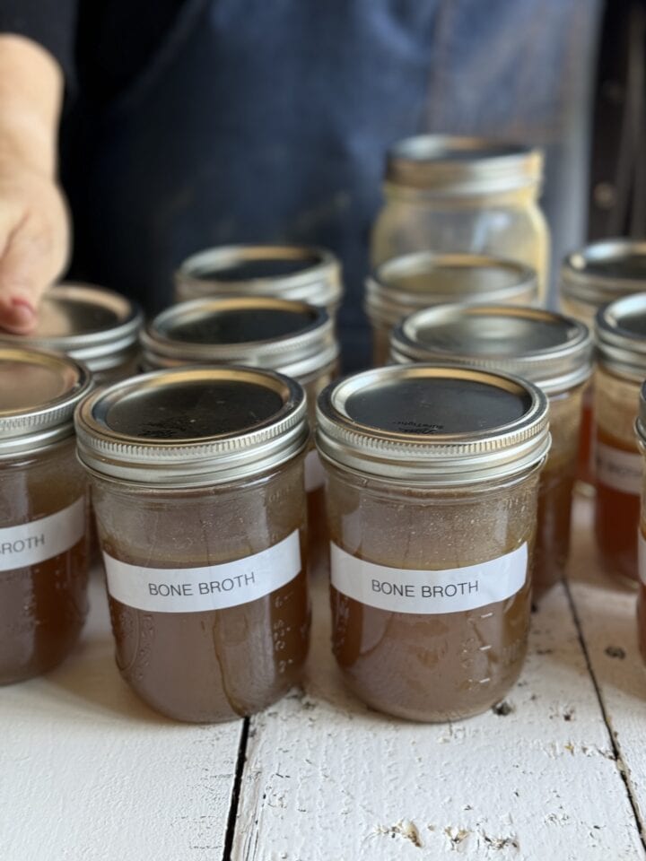 bone broth in mason jars