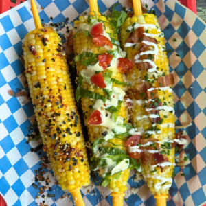 corn seasoning trio in a red basket