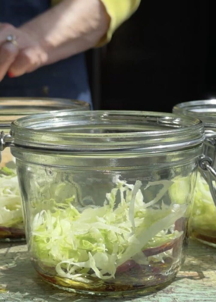lettuce in a glass jar