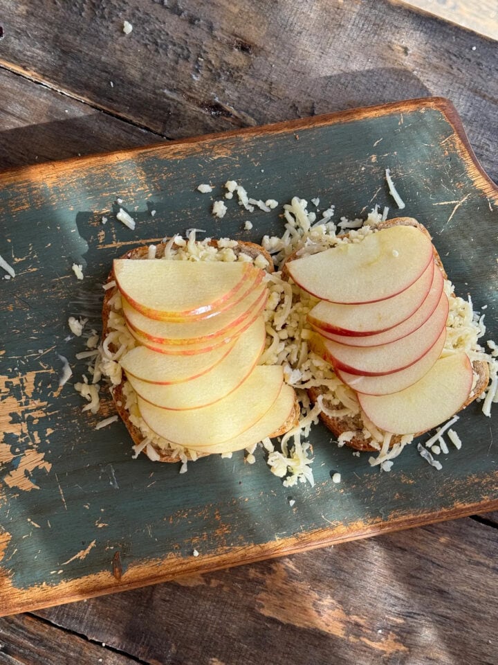 open faced apple sandwiches before cooking