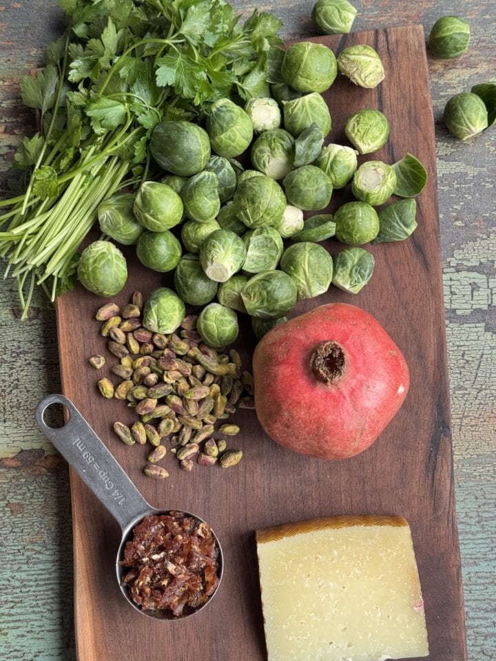 salad ingredients on a wooden cutting board